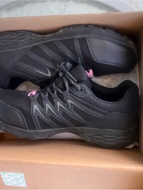 Women's Black Athletic Sneakers with Pink Accent